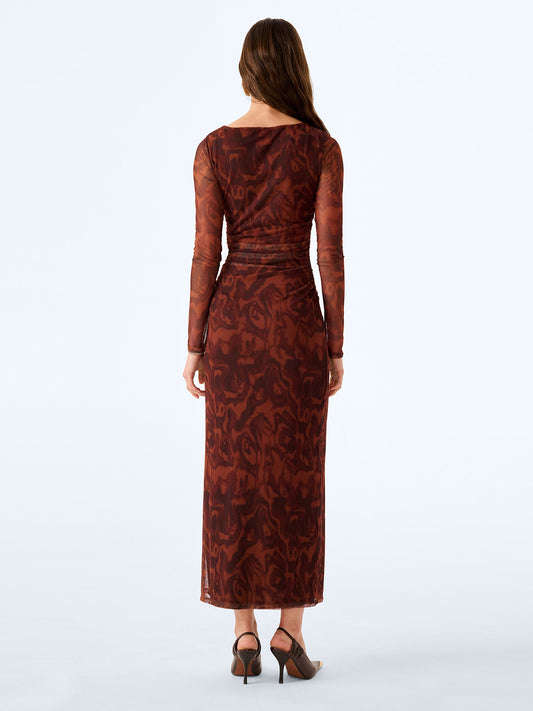 Hollis Dress in Woodgrain Print