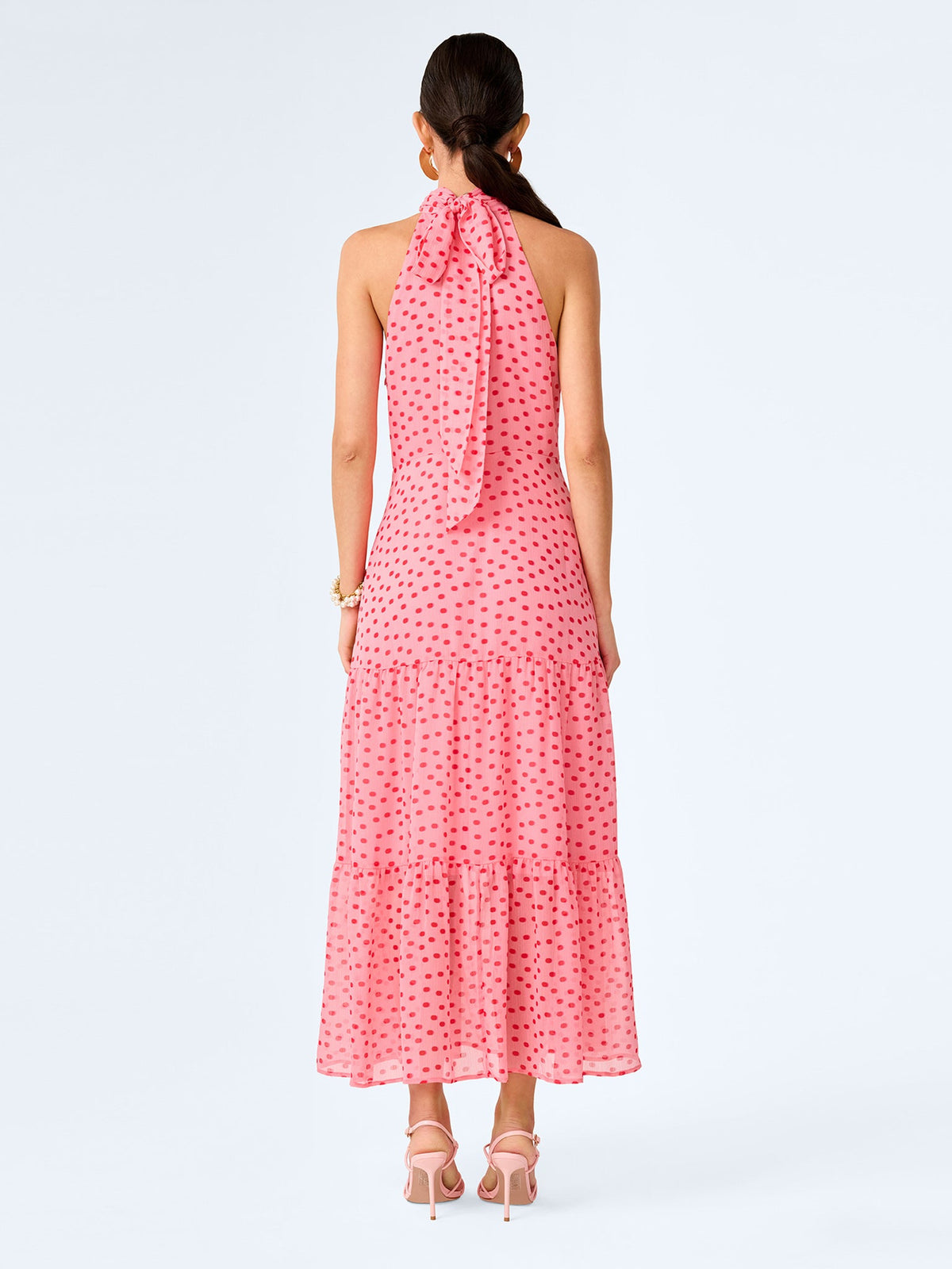 Romeo Dress in Pink and Red Mini Polka Dot