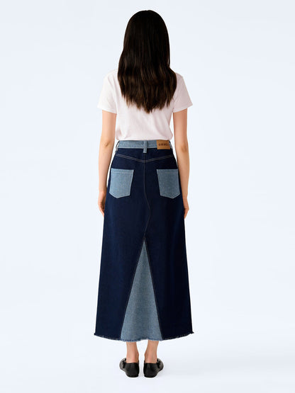 Benson Skirt in Indigo and Bleach