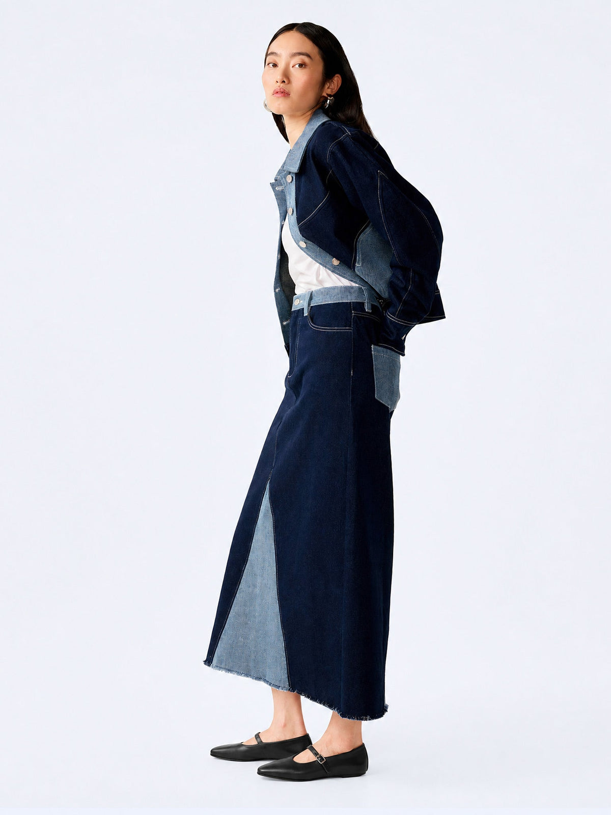 Benson Skirt in Indigo and Bleach