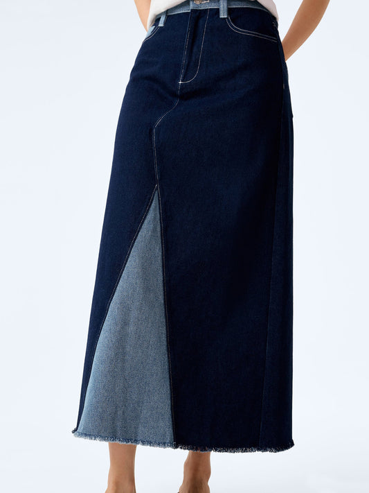Benson Skirt in Indigo and Bleach