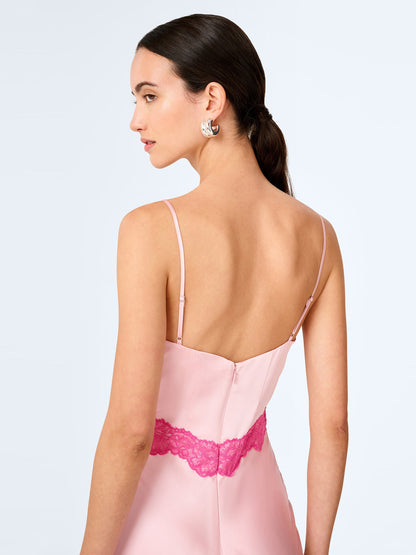Drew Maxi Dress in Veiled Pink/Pink Yarrow Lace