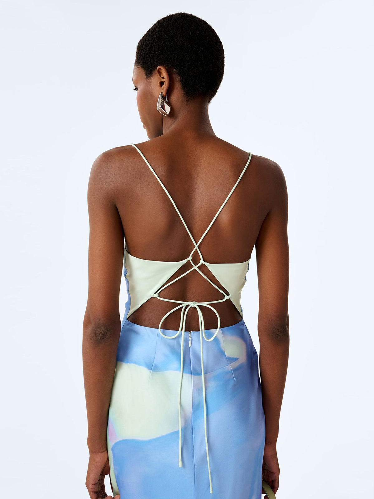 Ginny Dress in Mint Glitched Floral Placement