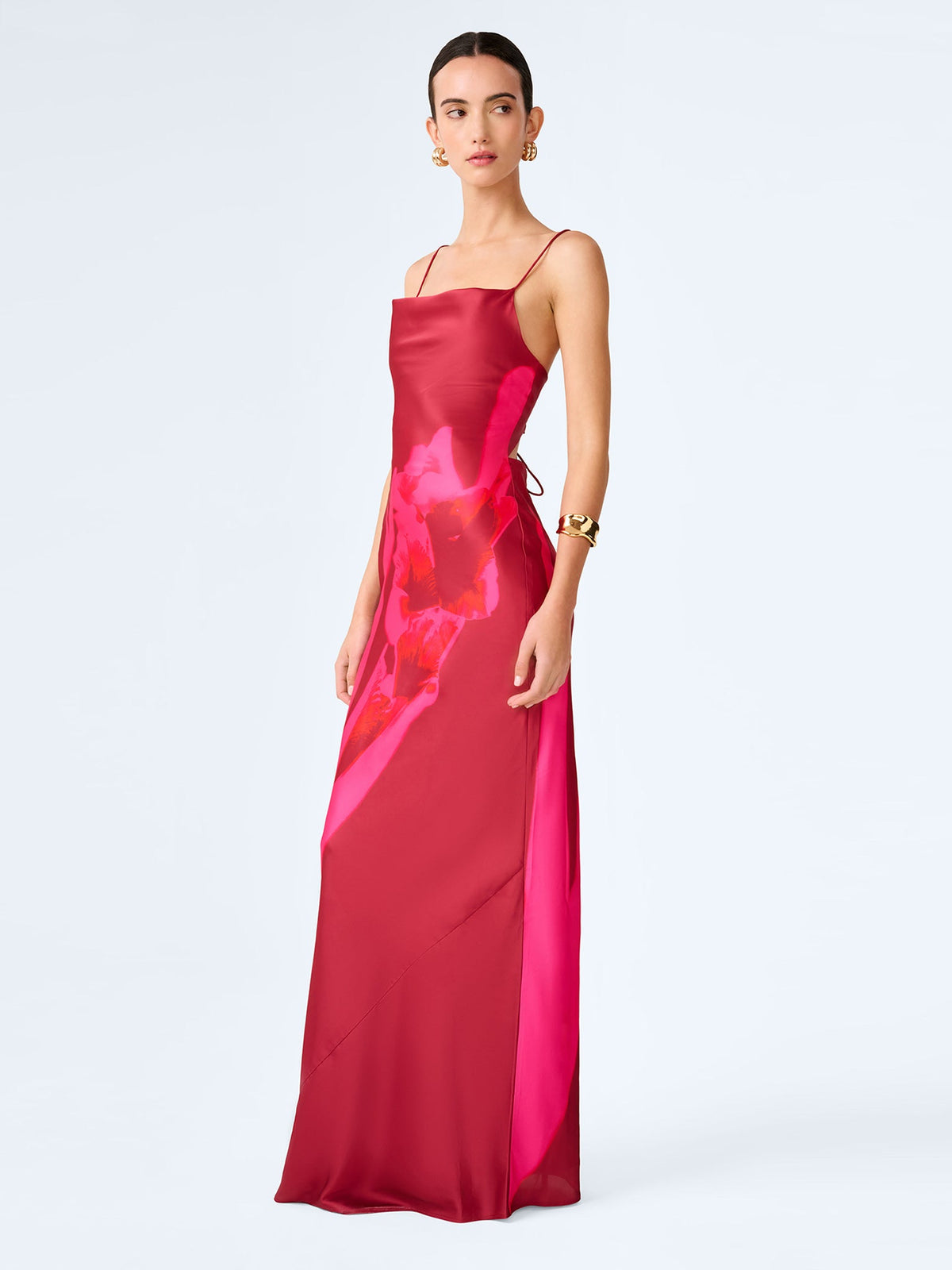Ginny Dress in Red and Pink Floral Placement