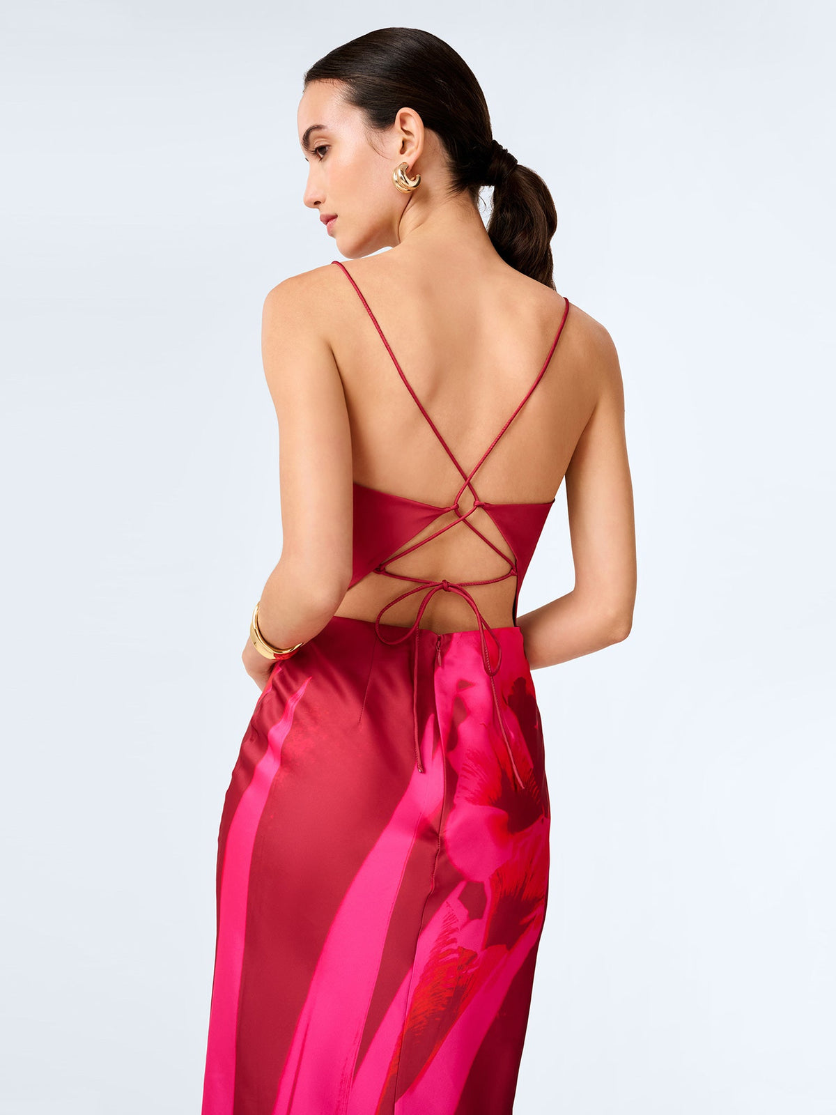 Ginny Dress in Red and Pink Floral Placement